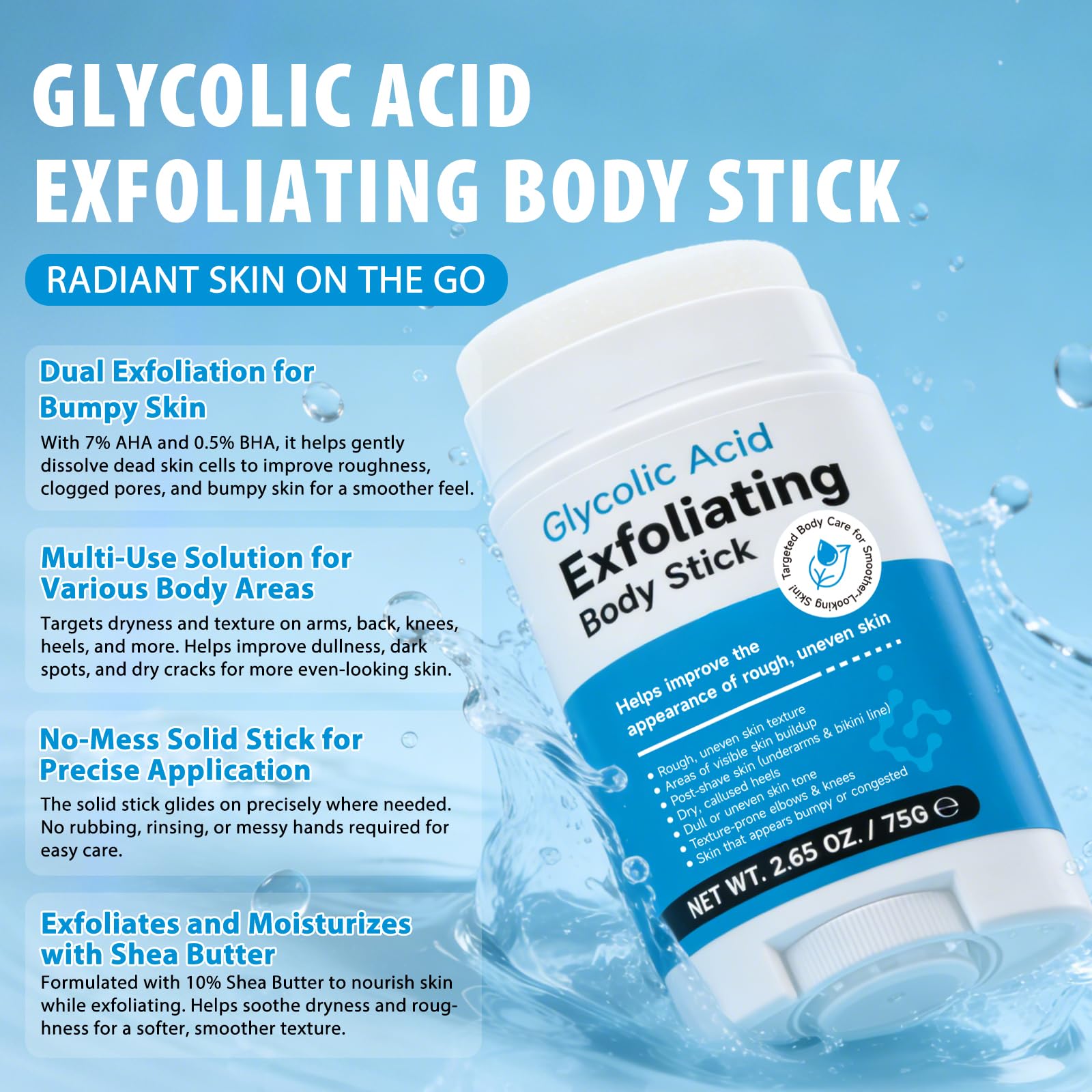 DNQYWODQ body stick targets elbows knees and bikini area for smoother appearance