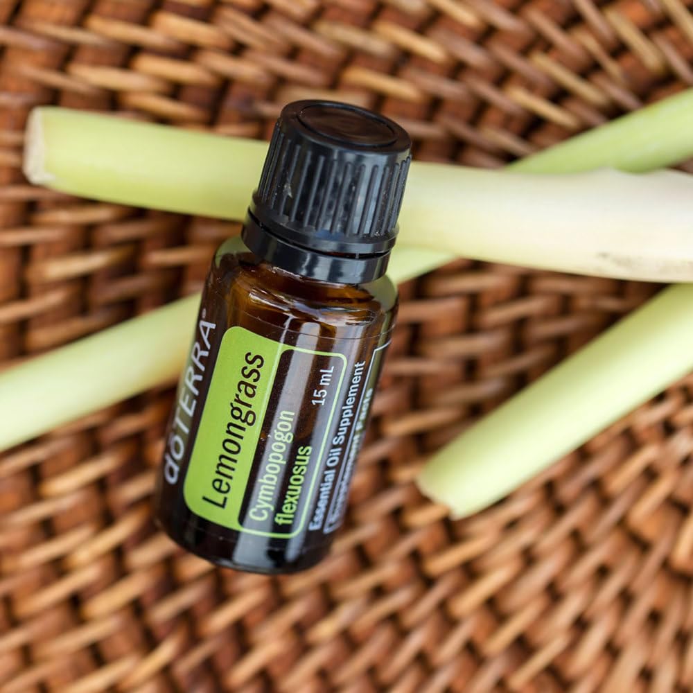 Back label on doTERRA Lemongrass essential oil bottle