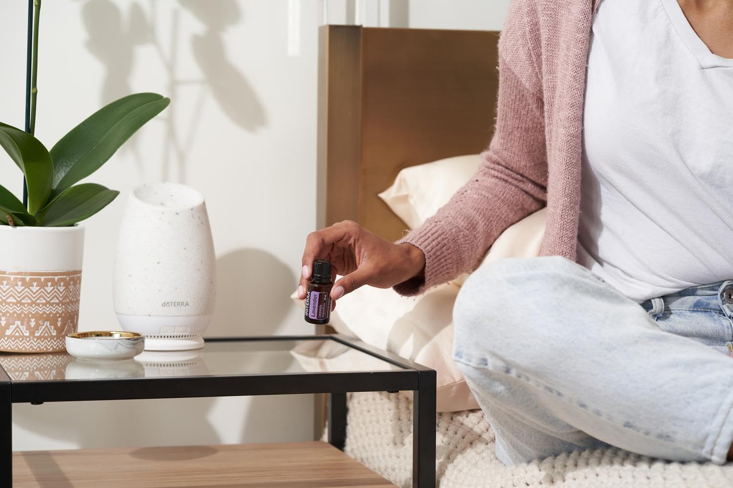 Close-up of doTERRA Lavender 15 ml bottle label