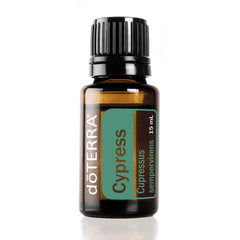 Bottle of doTERRA Cypress Essential Oil 15 ml with label