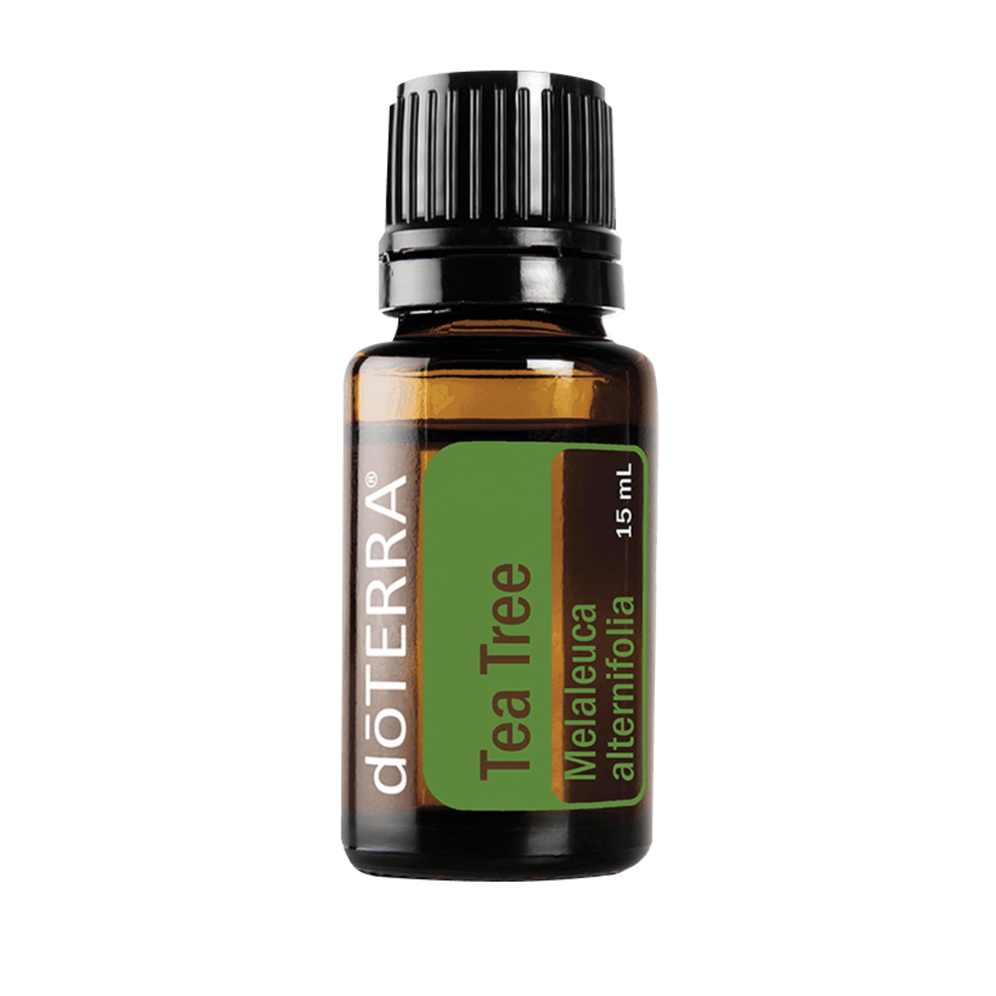Herbal essential oil droplets on glass bottle
