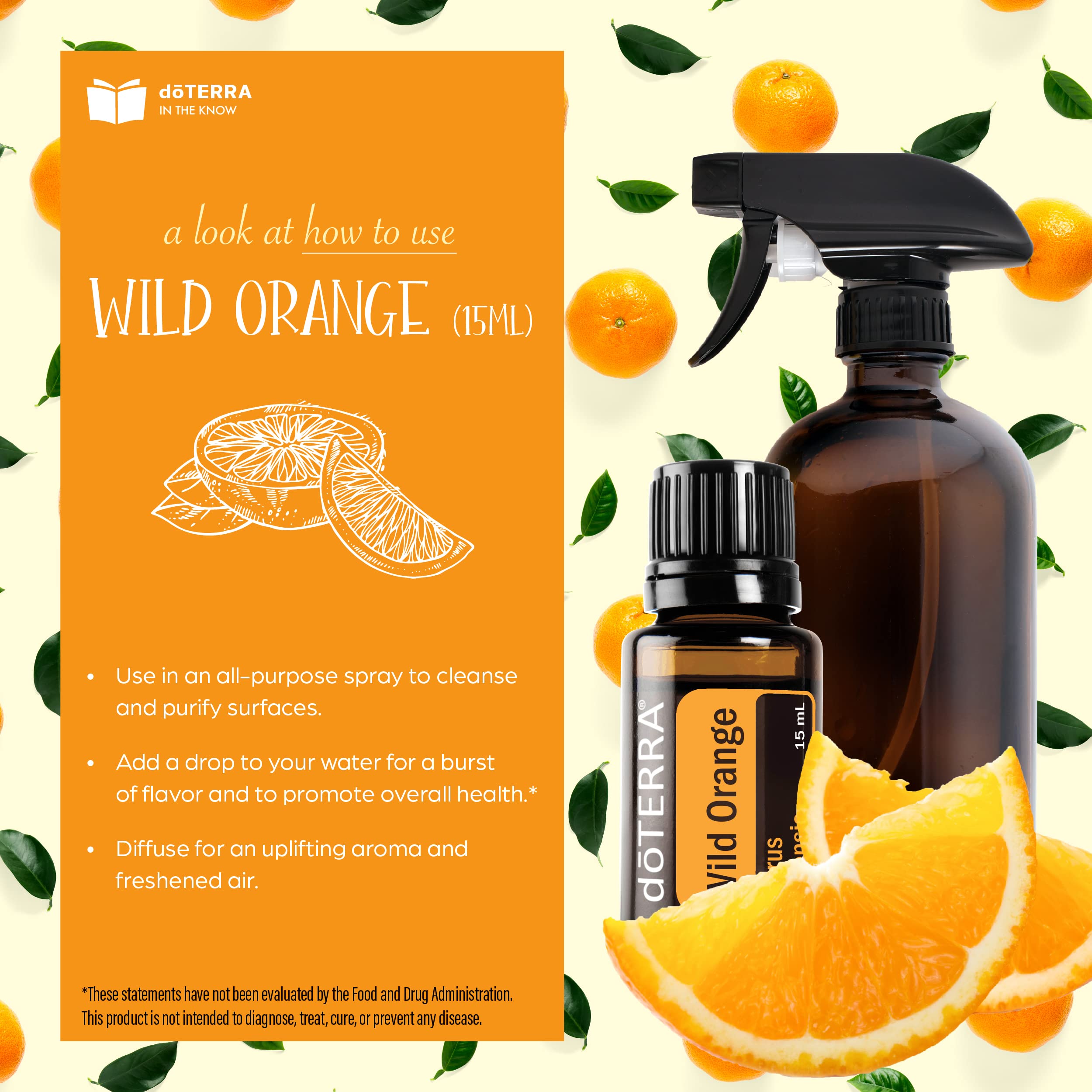 DoTERRA Wild Orange bottle cap and label