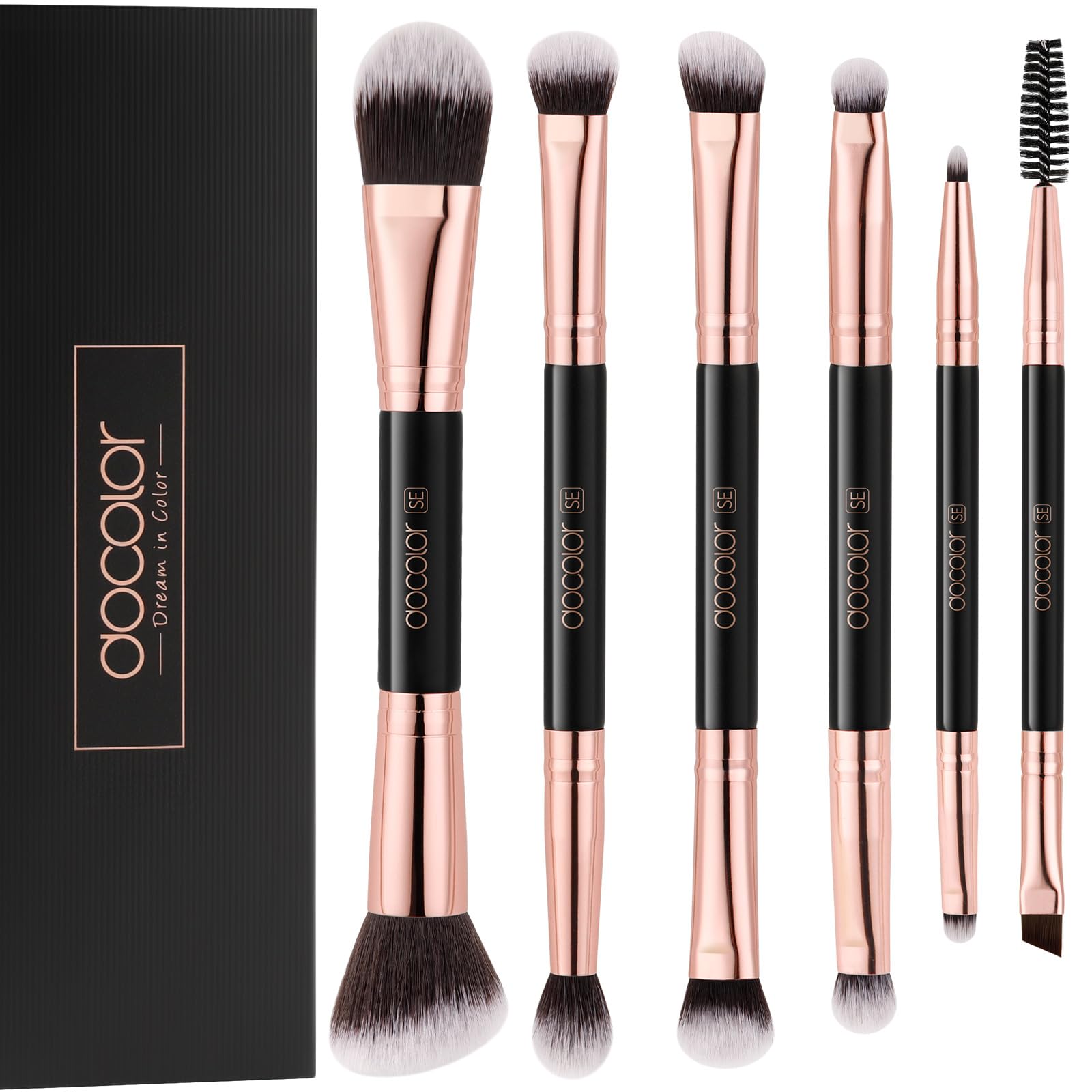 Docolor double-sided eyeshadow brushes for versatile shading and blending on lids.