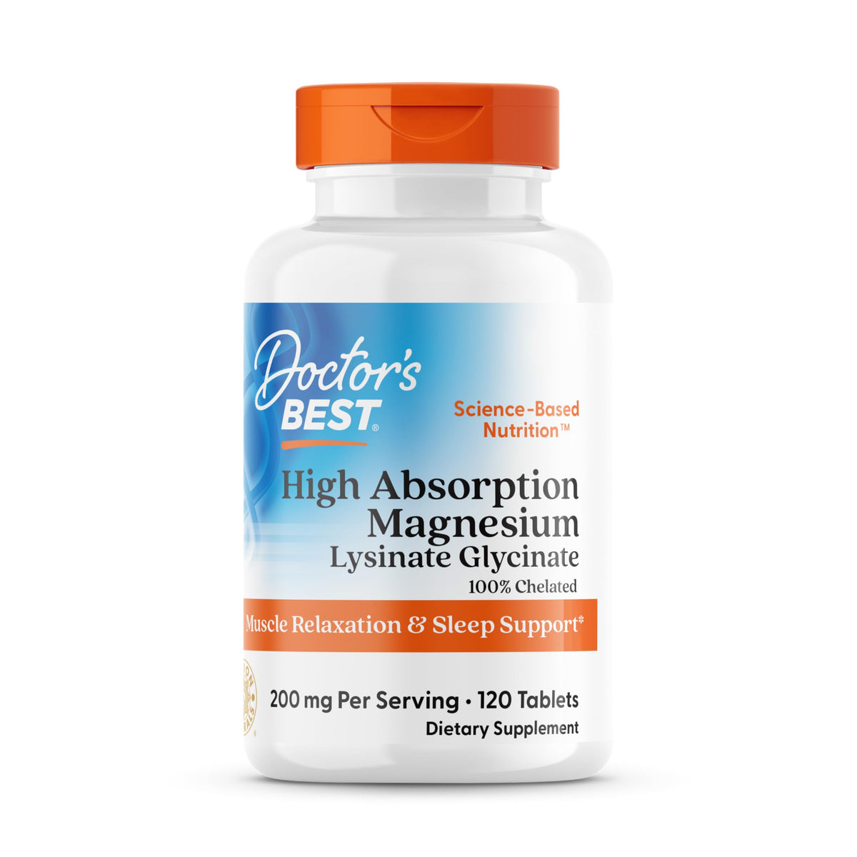 Doctor’s Best High Absorption Magnesium Glycinate Lysinate bottle with 120 tablets