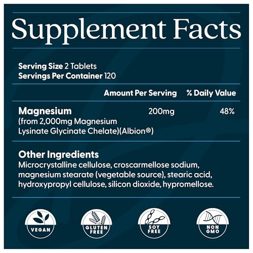 Close-up of Doctor's Best magnesium glycinate lysinate tablets