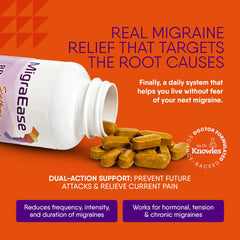 Ingredients highlight: magnesium, 5-HTP, feverfew, riboflavin