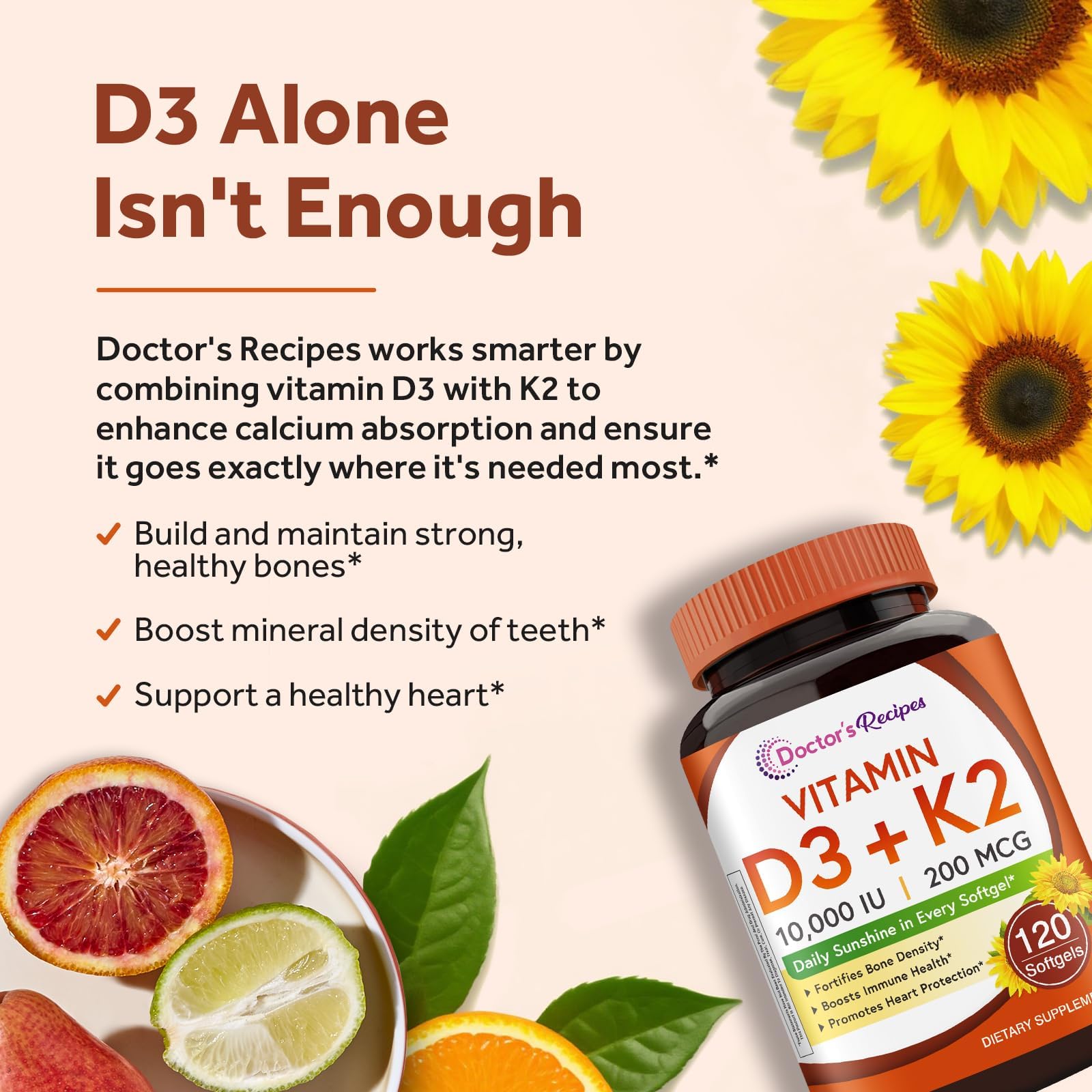 MK-7 200 mcg label for Doctor's Recipes Vitamin D3 + K2