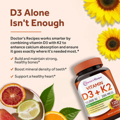 MK-7 200 mcg label for Doctor's Recipes Vitamin D3 + K2