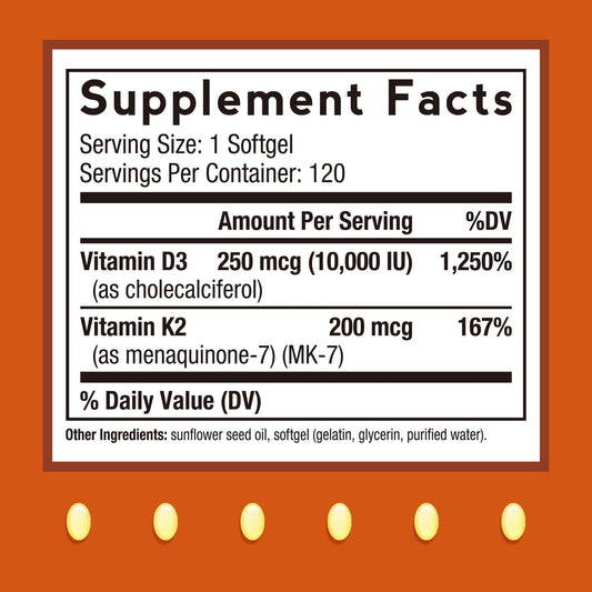 Close-up of Doctor's Recipes Vitamin D3 + K2 softgels
