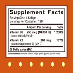 Close-up of Doctor's Recipes Vitamin D3 + K2 softgels