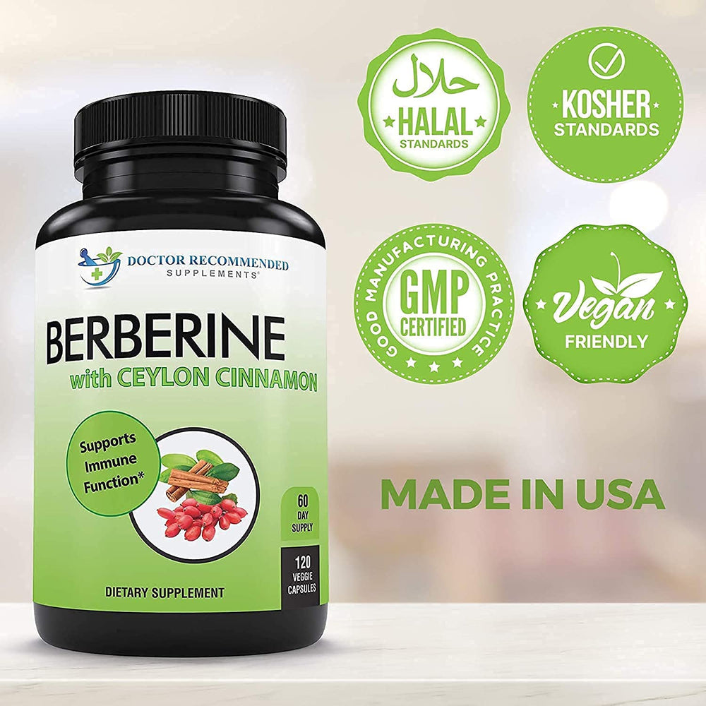 Bottle stack display of Doctor Recommended Supplements Berberine Cinnamon trio