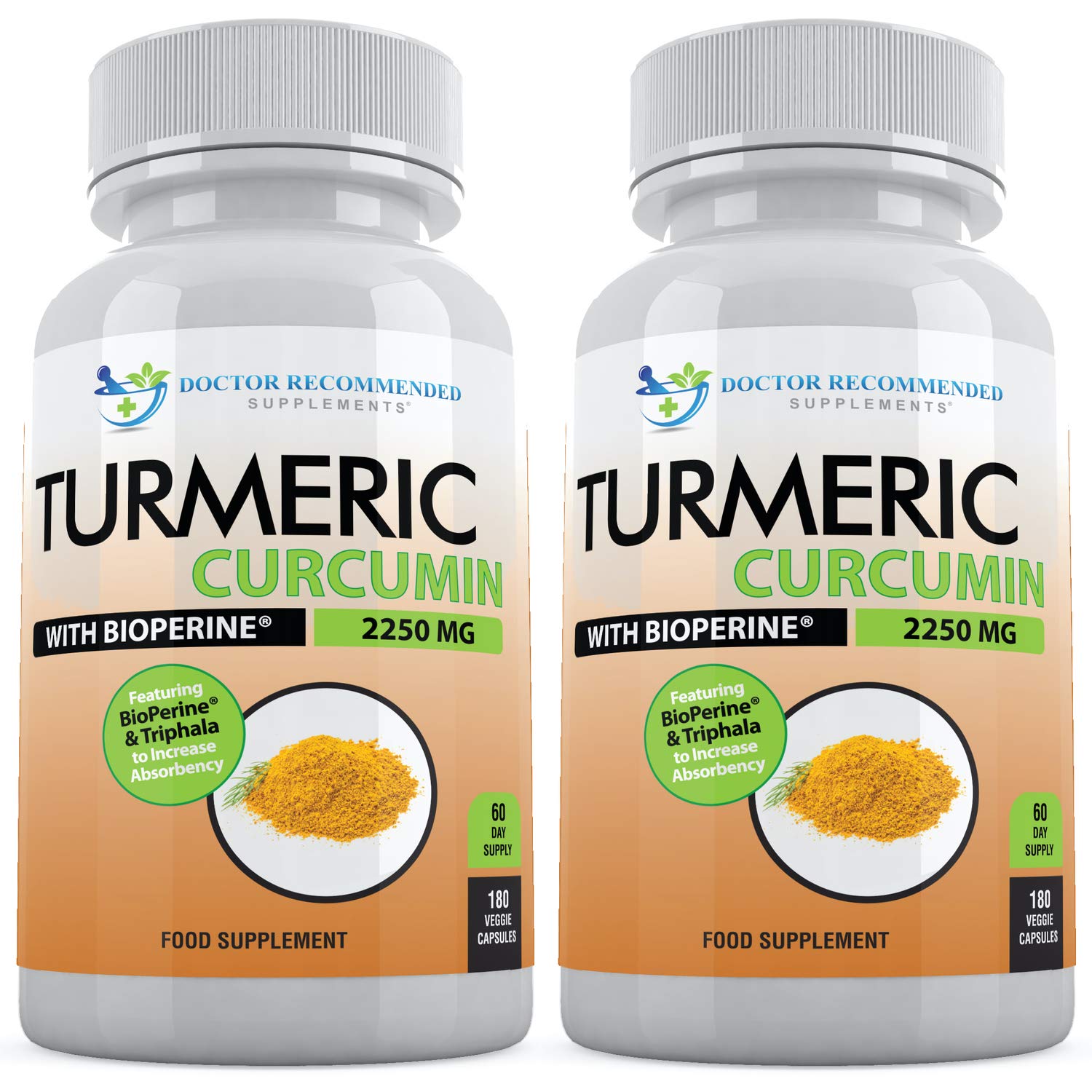 Doctor Recommended Supplements Turmeric Curcumin bottle for daily wellness and high-potency capsules.