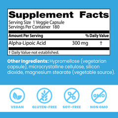 Gluten-free vegan non-GMO icons beside bottle