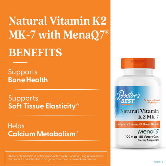 Supplement facts panel on Doctor's Best Vitamin K2 MK-7 label