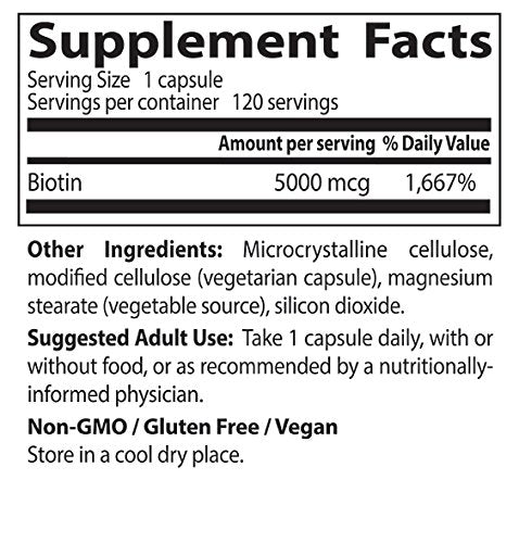 Gluten-free and vegan Biotin supplement packaging
