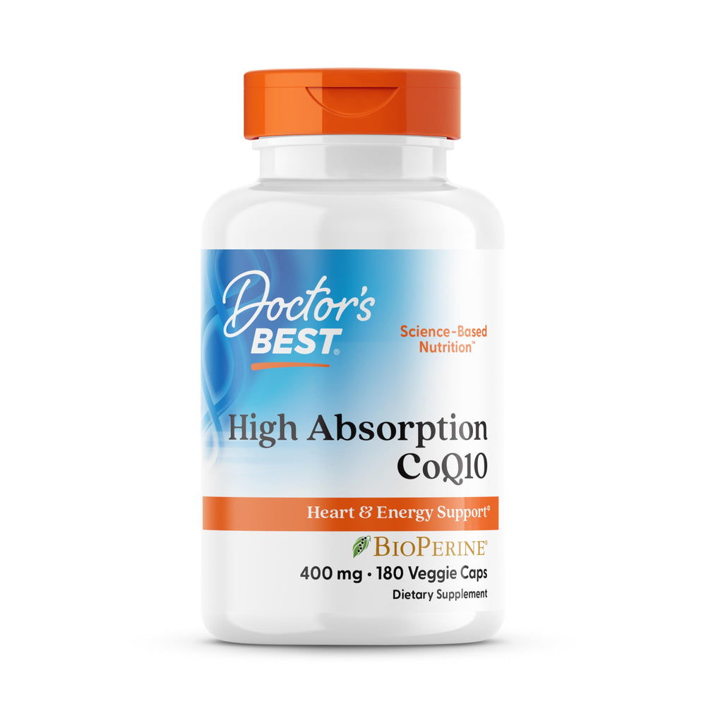 Bottle label for Doctor's Best High Absorption CoQ10 with BioPerine