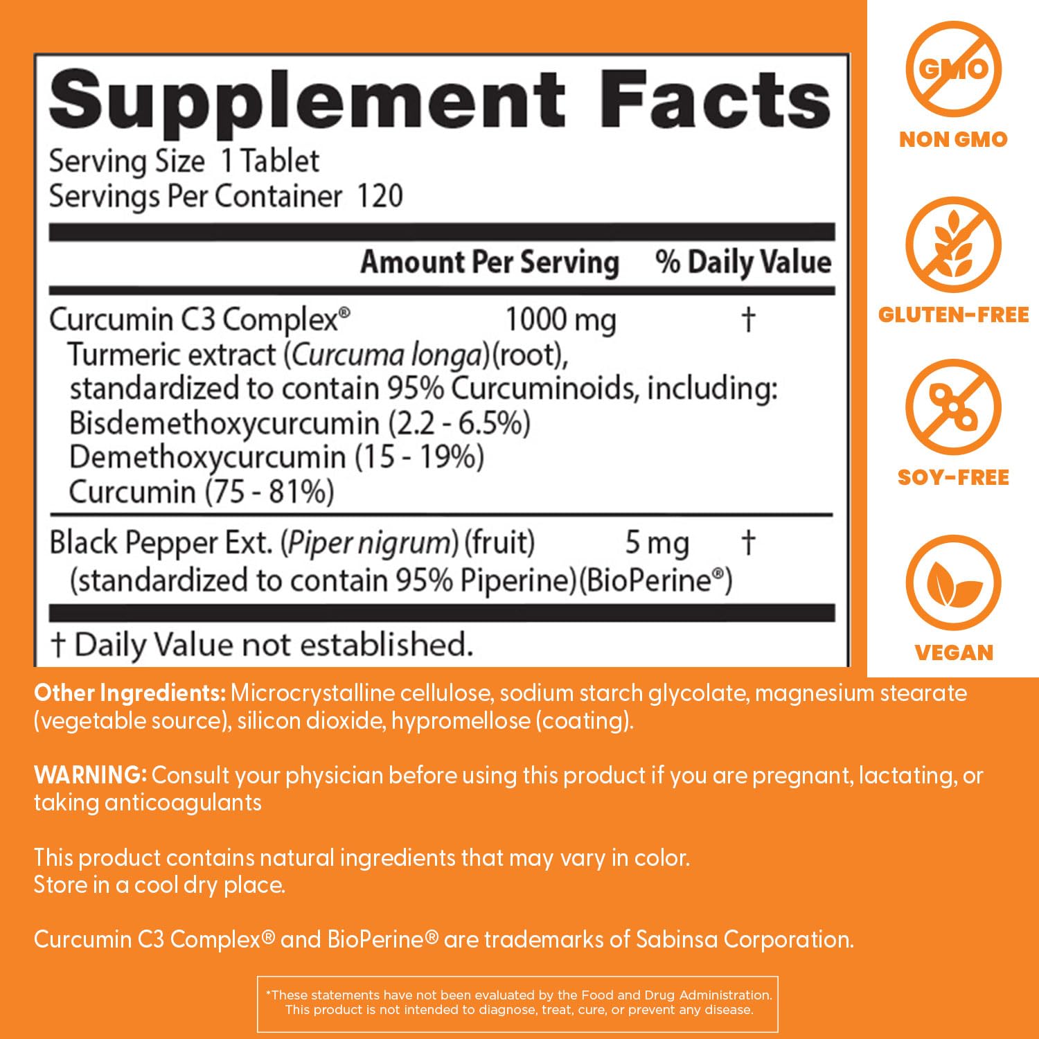Doctor's Best Curcumin C3 Complex Bioperine jar emphasizes enhanced absorption benefits