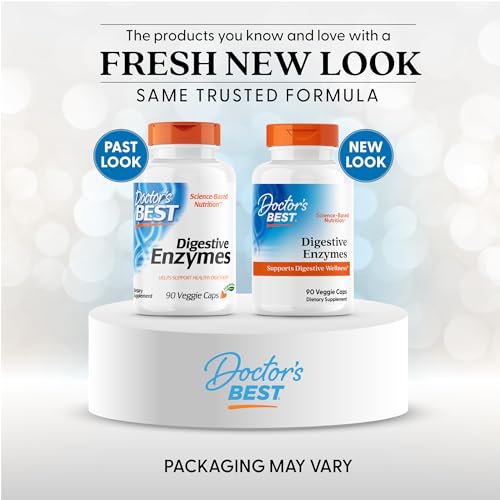 Vegetarian digestive enzyme capsules in bottle