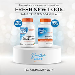 Vegetarian digestive enzyme capsules in bottle