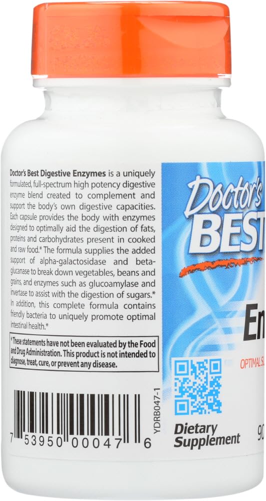 Back label of Doctor's Best Digestive Enzymes 2-pack bottle