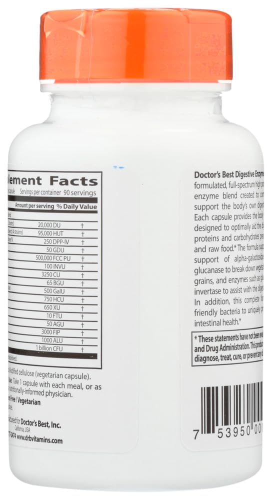 Ingredients chart for Doctor's Best Digestive Enzymes