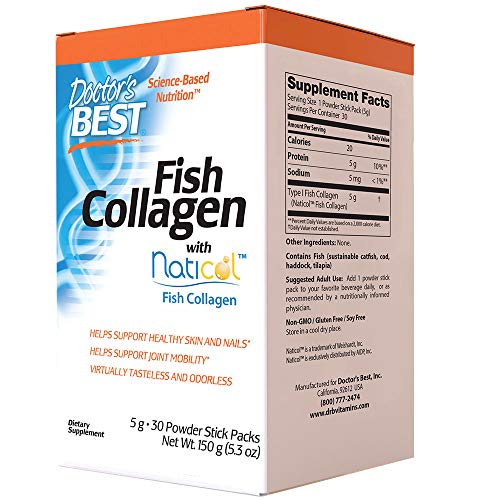 Close-up of Doctor's Best Fish Collagen powder sticks