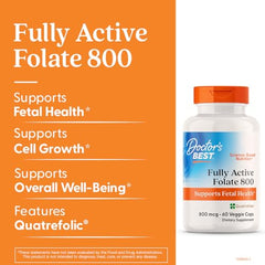 Nutrition facts panel for Doctor's Best Fully Active Folate 800