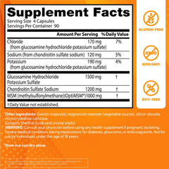 Doctor's Best glucosamine chondroitin MSM label highlighting OptiMSM purity