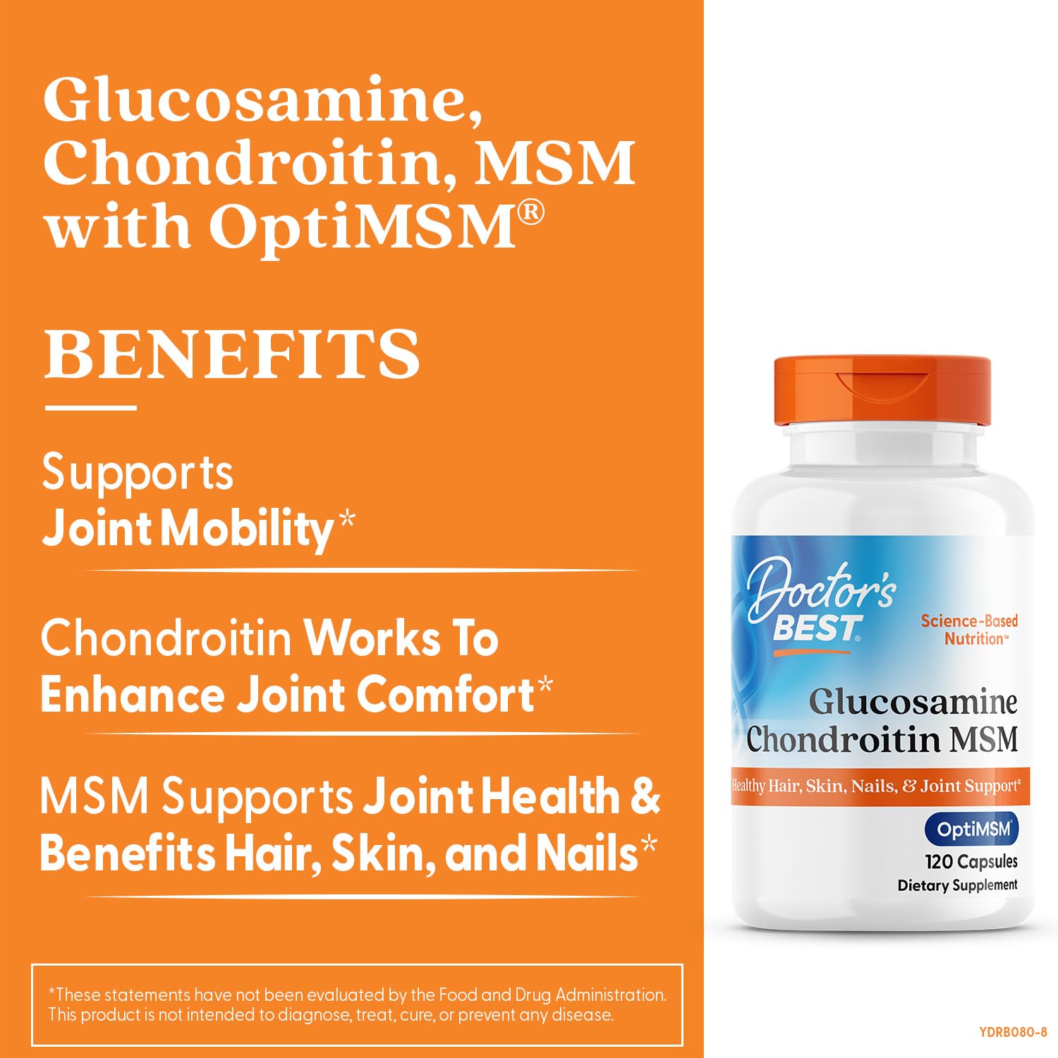 Product bottle with ingredient highlights and OptiMSM