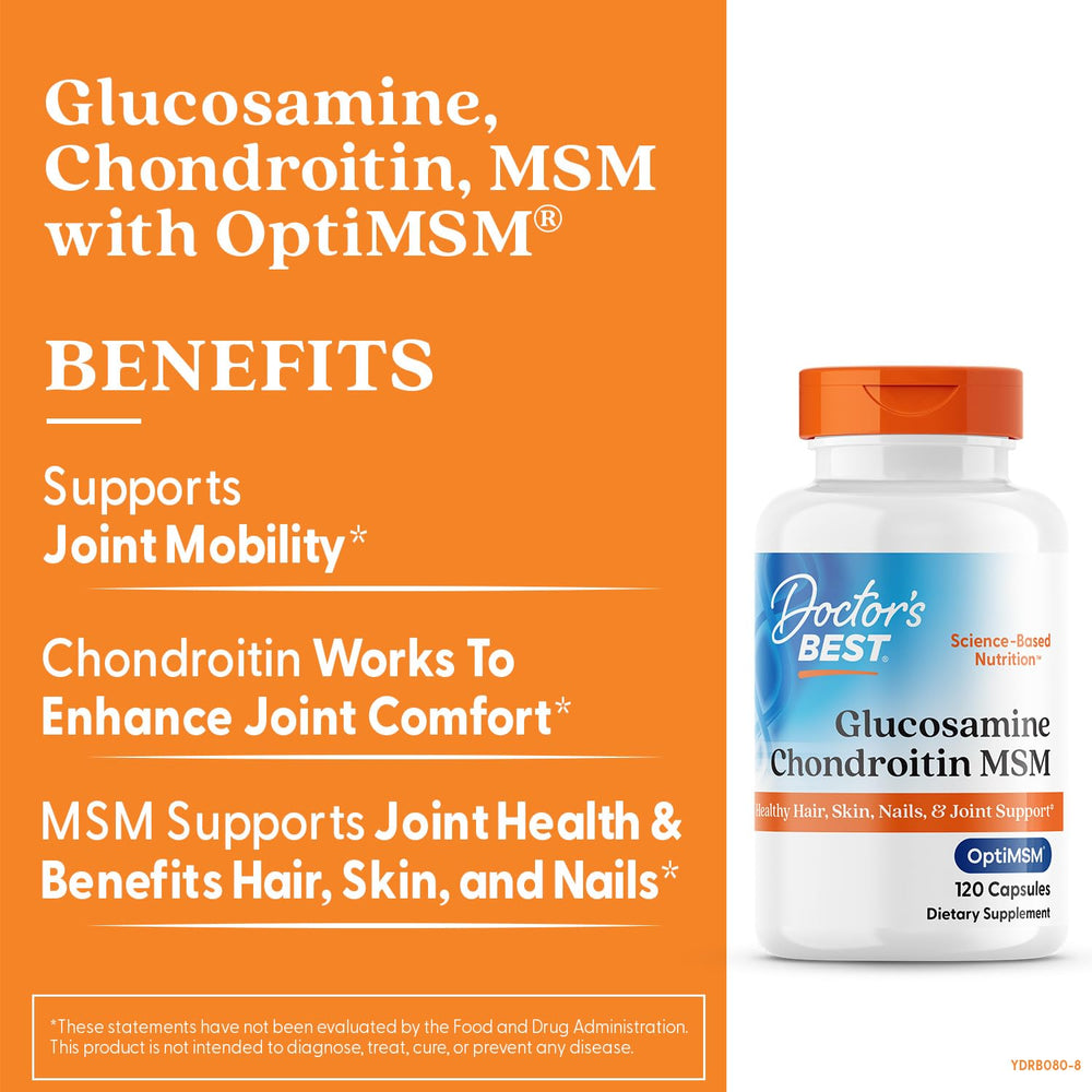 Product bottle with ingredient highlights and OptiMSM
