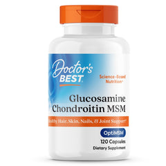 Front label of Doctor's Best Glucosamine Chondroitin MSM with OptiMSM bottle