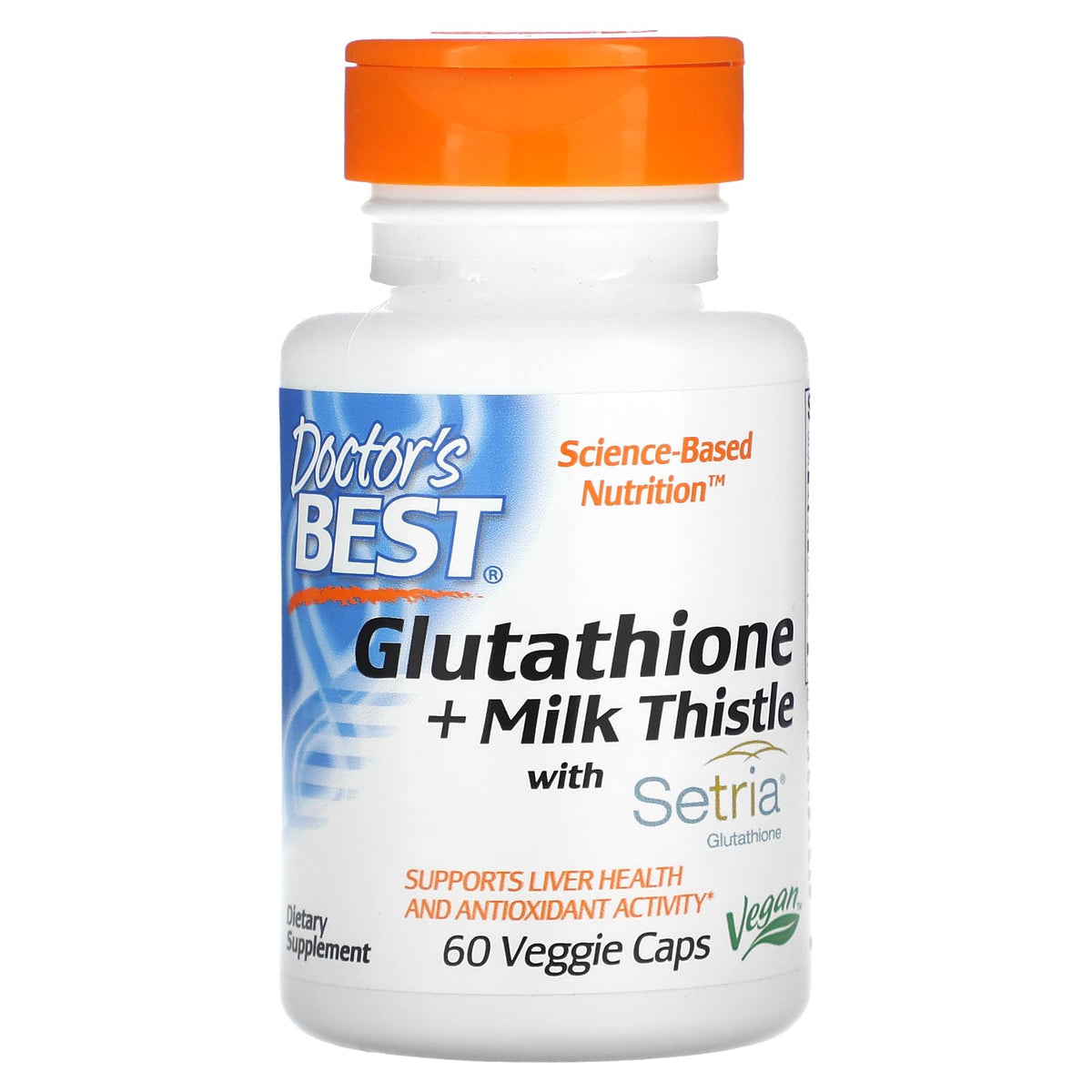Doctor's Best Glutathione + Milk Thistle bottle and capsules