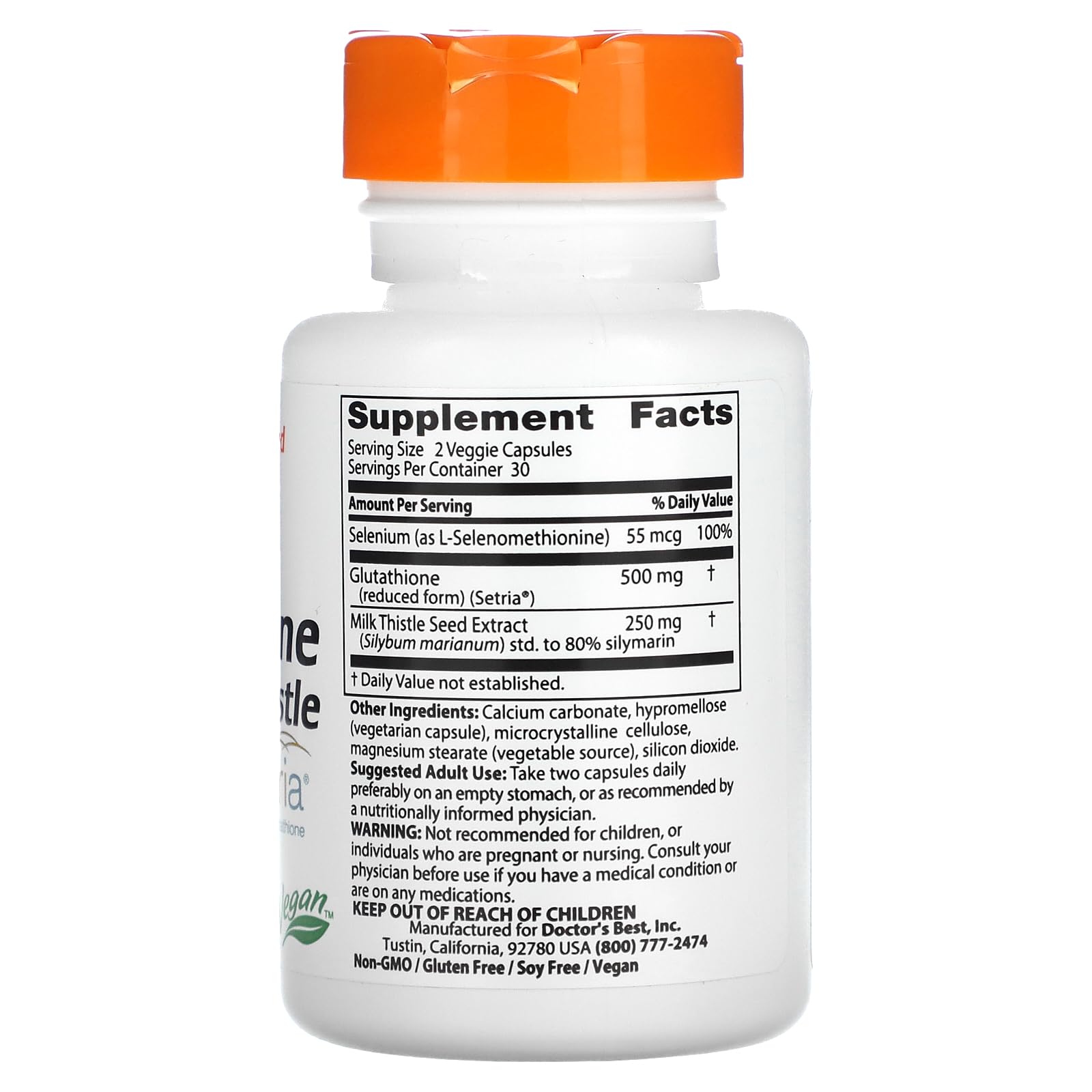 Glutathione + Milk Thistle supplement packaging and capsules