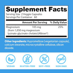 Not buffered formula highlighting 105 mg magnesium per serving