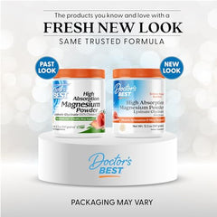 Peach-flavored magnesium powder being poured into a scoop
