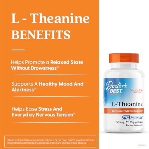 Supplement facts label for Doctor’s Best L-Theanine 150 mg