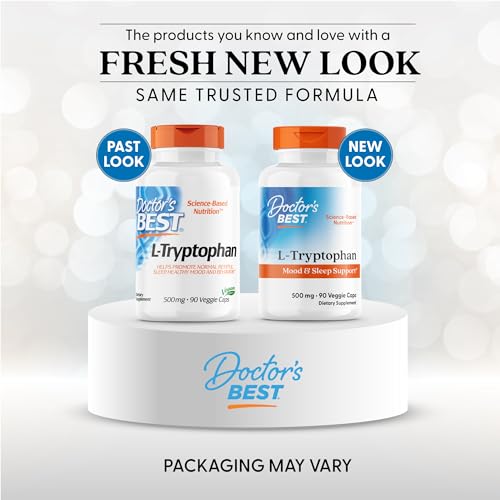 Back label of Doctor's Best L-Tryptophan bottle showing supplement facts