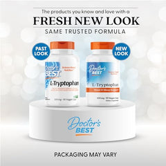 Back label of Doctor's Best L-Tryptophan bottle showing supplement facts