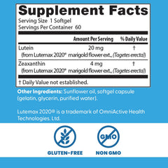 Close-up of Lutemax 2020 highlighted on the label