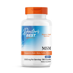 Doctors Best MSM bottle and label on a white background