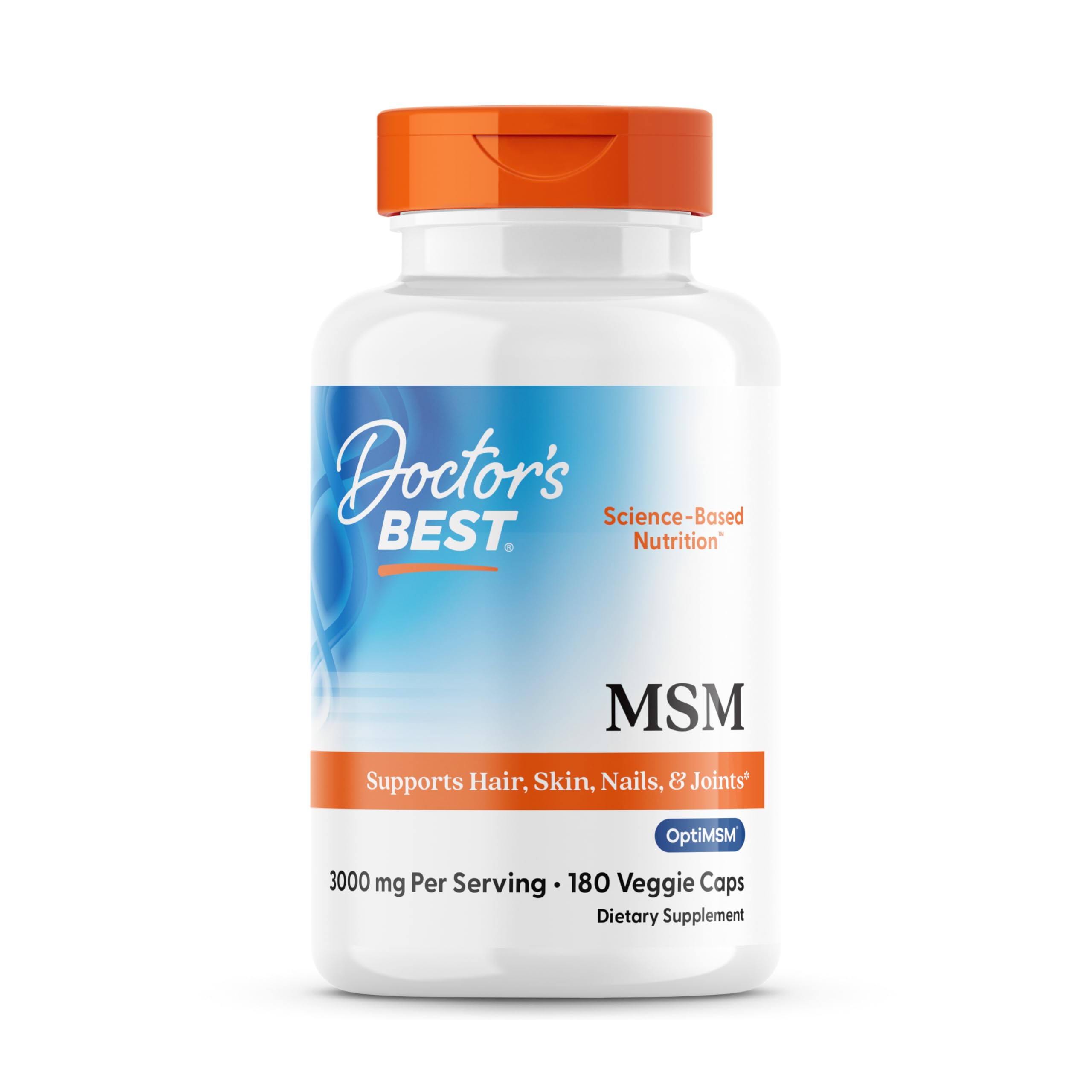 Front view of Doctors Best MSM bottle