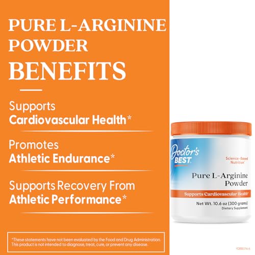 Back nutrition facts panel of Doctors Best Pure L-Arginine Powder