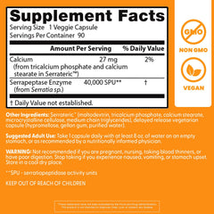 Doctor's BEST Serrapeptase capsules closeup, illustrating high-potency 40,000 SPU for potential protein breakdown.
