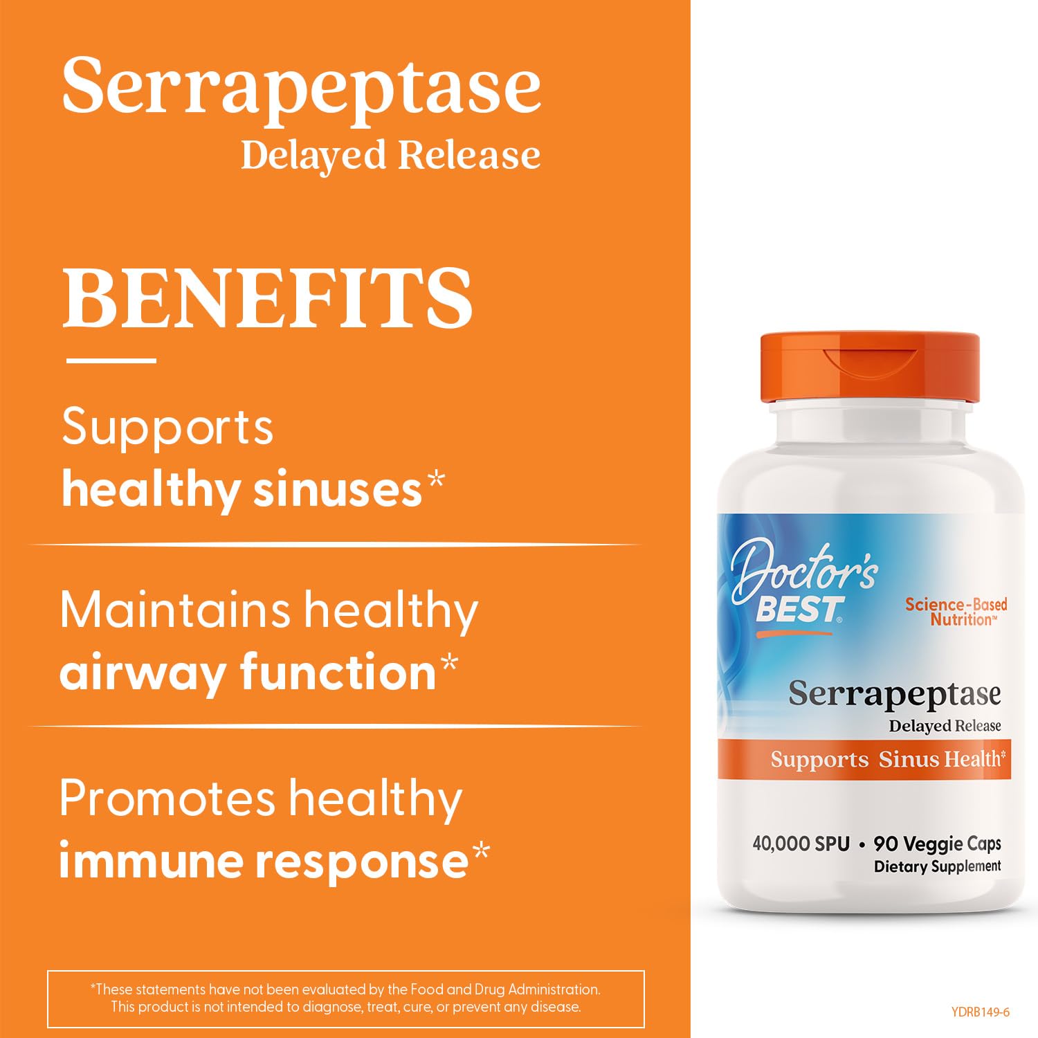 Doctor's BEST Serrapeptase coating technology image, showing Serrateric protection for improved intestinal absorption.