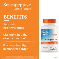Doctor's BEST Serrapeptase coating technology image, showing Serrateric protection for improved intestinal absorption.