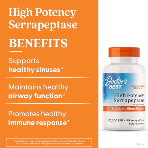 Doctor's Best Serrapeptase label vegan non-GMO credentials.