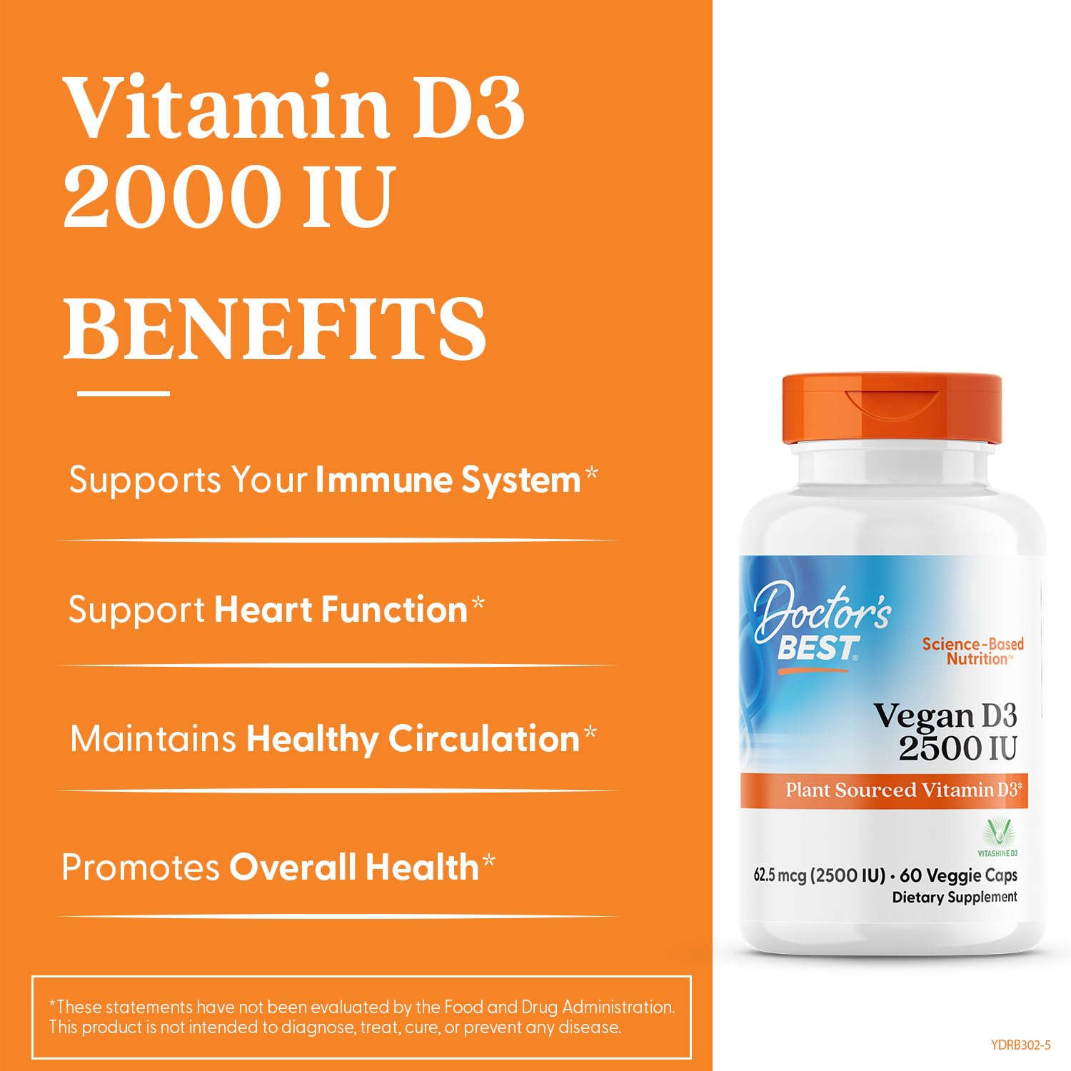 Vitashine vegan D3 2500 IU bottle label close-up