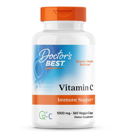 Front view of Doctor's Best Vitamin C with Q-C 360 veggie caps bottle