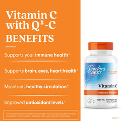Front view of Doctor's Best Vitamin C with Q-C bottle for immune support.