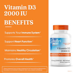 Close-up of Doctor's Best Vitamin D3 2000 IU label